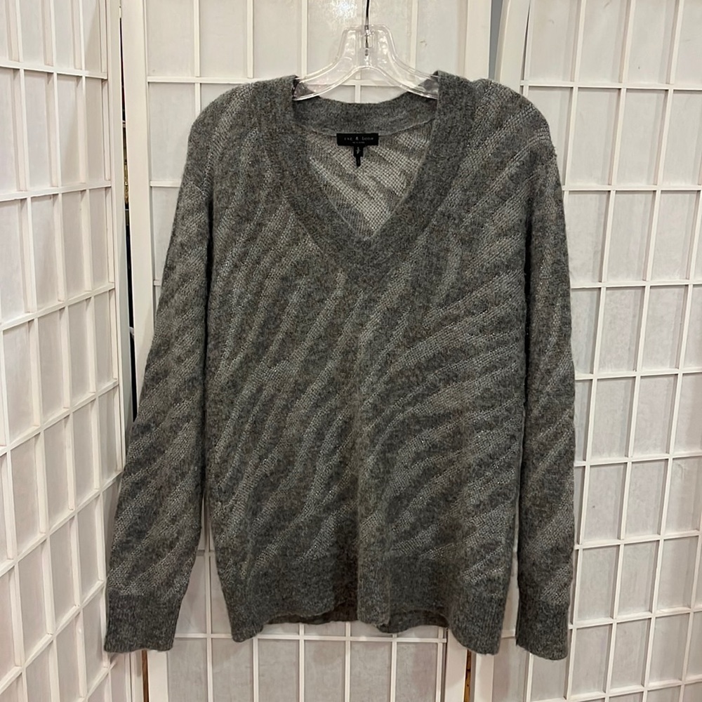 Rag & Bone Gray Metallic Cotton Blend Sweater